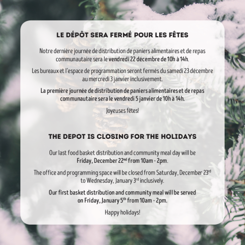 Depot closing for the winter holidays